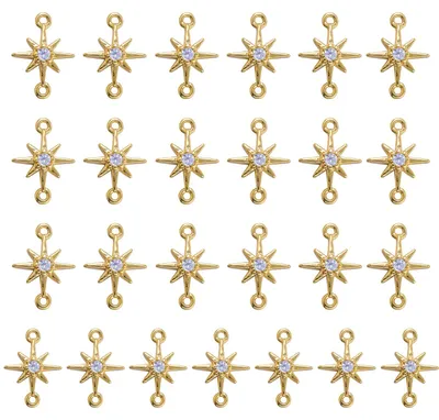 25 Steranhänger, 18K vergoldet, Kristall, DIY Schmuck