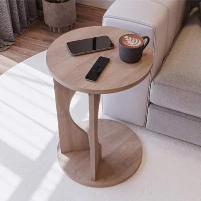 Produktbild von SUGODESIGN Velora Beistelltisch rund 38 x 55 cm Smoky-Oak