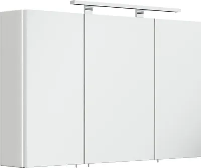 Produktbild von Spiegelschrank 100cm inkl. Design LED-Lampe und Glasböden weiss matt : Weiss matt