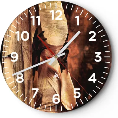 Produktbild von Wanduhr - Rund - Glasuhr - Hände Bandage Art. - 30x30cm - Schleichendes Uhrwerk - Lautlos - zum Aufhängen bereit - Dekoration Modern - Wanddekoration aus Glas - C4AR30x30-0216