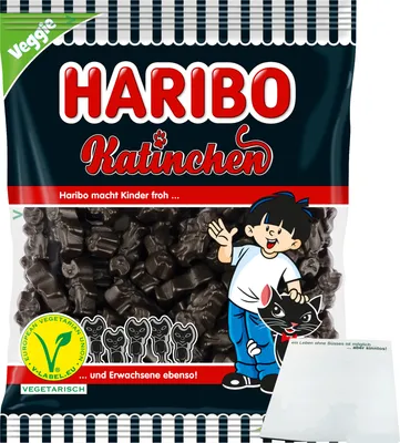 Produktbild von Haribo Katinchen Veggi (175g Beutel) + usy Block