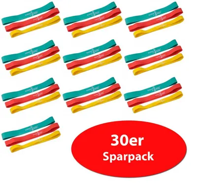 Produktbild von Rubberband Dittmann 30er Sparpaket Kombipack 10x Gelb, Grün, Rot (30 Stk) 10 x je Farbe