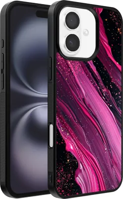 Produktbild von Smartphonica Handytasche Geeignet für iPhone 16 mit Marmordruck - TPU Rückseite Abdeckung Fall Marmor Design - Lila Rosa