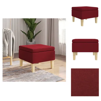 Image de vidaXL Tabouret avec pieds en bois vin rouge Tissu - Chaises pliantes & tabourets