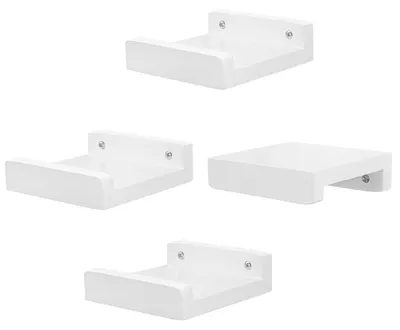 Immagine prodotto di Mensole a parete in legno massello, stile rustico, colore bianco, set da 4, 13 cm