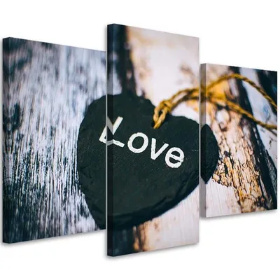 Produktbild von Triptychon auf leinwand liebesanhänger 120x80 cm Feeby braun wandbild bereit zum aufhängen