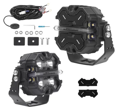 Image de Lampe de travail LED 160 W RGB, feux de jour, blanc/ambre, 3,5 pouces, pour SUV, quad, bateaux et bateaux de plaisance, IP68, 4x4