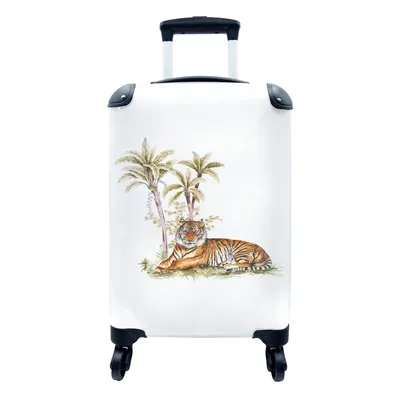 Produktbild von MuchoWow® Koffer Handgepäck Trolley Rollkoffer Kleine Reisekoffer mit 4 Rollen - Tiger - Baum - Bild - Cabin Size < 55x40x23 cm & 55x40x20 cm - Fotokoffer - Kabinenkoffer - Boardgepäck - Reise-Box - Reisekoffer - Reisegepäck - Koffer mit Bild - Trolley für Kinder