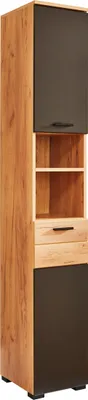 Produktbild von Hochschrank >Riom< in Eiche Artisan-Schwarz matt - 30x187x30 (BxHxT)