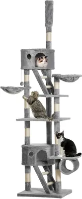 Imagen del producto de Silecomplaza, rascador para gatos, altura de 240-260 cm, ideal para gatos grandes, color gris claro