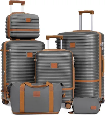 Produktbild von Joyway Kofferset 6tlg Hartschale TSA-Schloss 4 Rollen Grau/Braun