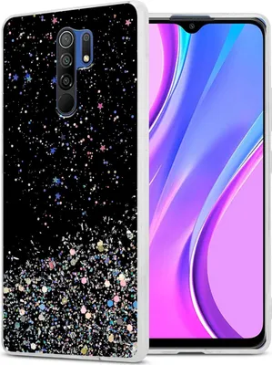 Produktbild von Cadorabo Hülle für Xiaomi RedMi 9 in Schwarz mit Glitter Schutzhülle aus flexiblem TPU Silikon mit funkelnden Glitter Case Cover Etui Handy Hülle