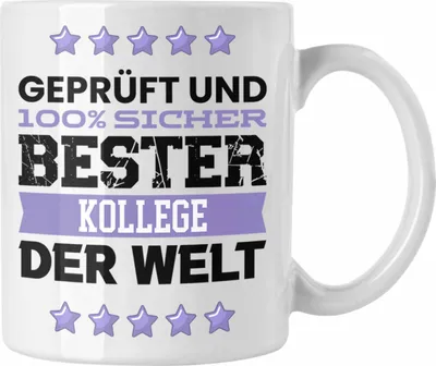 Produktbild von Trendation - Bester Kollege Der Welt Geschenk Tasse für Arbeitskollege Geburtstag Spruch Abschied Abschiedsgeschenk (Weiß)
