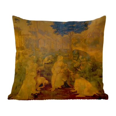 Produktbild von MuchoWow® Zierkissen Sofakissen Wohnzimmer Dekokissen 60x60 cm Anbetung der Könige - Leonardo da Vinci - Sitzfläche - Foto Polster
