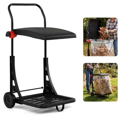 Immagine prodotto di Portasacchi COSTWAY, carrello per rifiuti con rotelle e coperchio, supporto per sacchi della spazzatura regolabile in altezza, portasacchi, carrello per rifiuti in metallo e plastica, nero