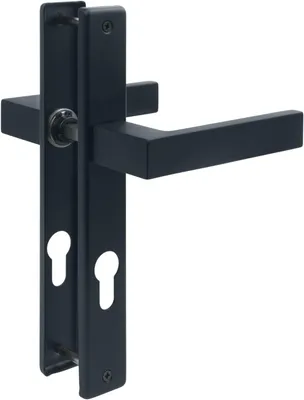 Produktbild von Drückergarnitur Gartentor Türgriff Anthrazit RAL 7016 - Schmalrahmengarnitur 72 mm PZ - Langschild Türklinke Außenbereich - Türdrücker 8 mm Vierkant
