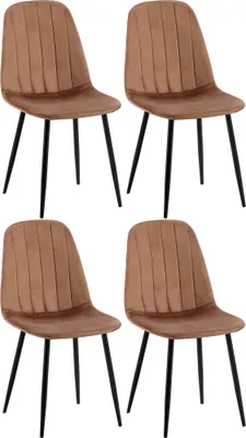 Produktbild von 4er Set Esszimmerstuhl HLO-CP33 Samt braun