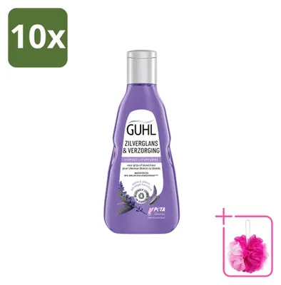 Imagen del producto de 10 champús Guhl Silberglanz & Pflege, 250 ml cada uno, pack económico, 10 unidades