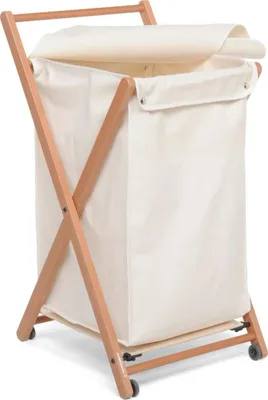 Image de Foppapedretti Angel Panier à linge 44 l Rectangulaire Hêtre, Coton, Plastique, Contreplaqué Beige, Noir, Noyer