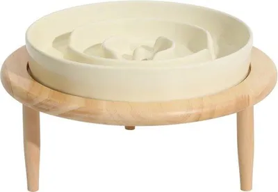 Zdjęcie produktu dla Ceramiczna miska dla psów, pojemność 1,5 kubka, zapobiegająca połykaniu, do powolnego jedzenia, 21 cm, kremowo-biała