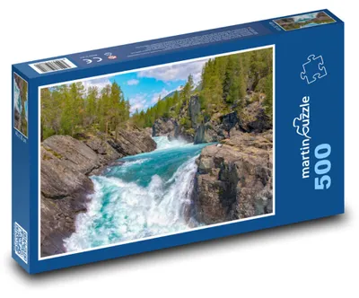 Zdjęcie produktu dla Puzzle 500 Rzeka z Wodospadem w Przyrodzie - martinpuzzle