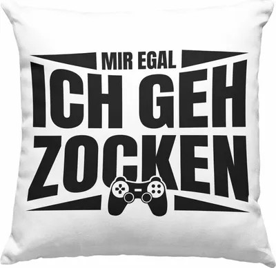 Produktbild von Trendation - Zocker Deko-Kissen mit Füllung 40x40 Geschenk Mir Egal Ich Geh Zocken Gamer Geschenkidee (Grau)