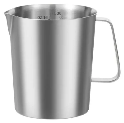 Produktbild von Messbecher Edelstahl 500ml, 304 Edelstahl, Tropffreier Ausguss, Feinskala, Ergonomischer Griff