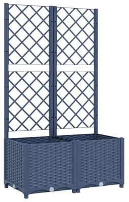 Obrázek produktu pro Pěstební květináč s opěrnou mřížkou – balkonová truhlík – 80x40x136 cm – Odolný vůči povětrnostním vlivům (PP) – Vhodný pro popínavé rostliny – Barva: modřín