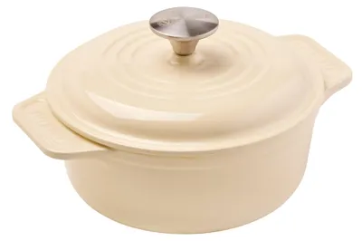 Obrázek produktu pro Victoria 30810, holandský hrnec, indukční, litinový, smaltovaný, 20 cm, hrnec na pečení chleba, objem 1,9 l, bílá barva, bez PTFE