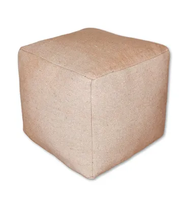 Produktbild von Poufs&Pillows Quadratischer Pouf - Handgefertigt - Beige - Aus Wolle und Baumwolle - Stoffhocker - 40x40x35 cm