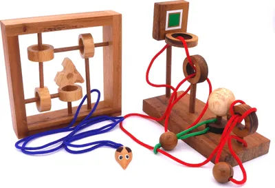 Produktbild von Seilpuzzle-Set mit unterschiedlichen, kniffligen Knobelspielen für Kinder und Erwachsene