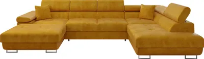 Produktbild von MIRJAN24 Wohnlandschaft Torezio Bis, Stilvoll Eckcouch mit Bettkasten und Schlaffunktion, Einstellbare Kopfstützen, 346x203x70-90 cm (Farbe: Wave 05, Seite: Rechts)