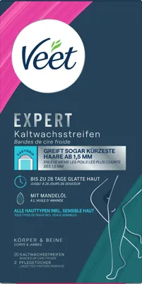 Produktbild von Veet EXPERT Kaltwachsstreifen Beine & Körper alle Hauttypen 20 Stück