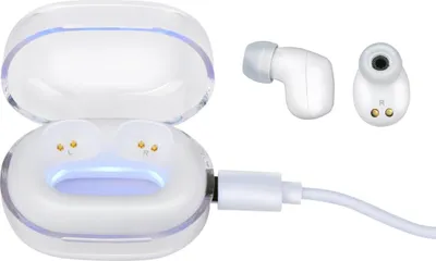 Zdjęcie produktu dla Bezprzewodowe słuchawki Bluetooth Grundig - Słuchawki douszne z ładowarką USB-C - Słuchawki Bluetooth z mikrofonem - Żywotność baterii 3 godziny - Biały