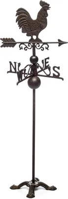 Produktbild von Nostalgie Wetterhahn Standfuss Hahn Garten Dekoration Eisen Wetterfahne braun