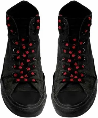 Produktbild von Schnürsenkel schwarz rote Totenköpfe, Shoelaces black red skulls