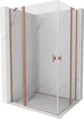 Image de Mexen Mist Duo cabine de douche pivotante 105 x 90 cm, transparent, cuivre brossé - 8A4-105-090-65-00