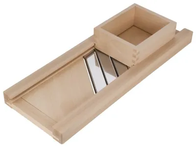 Produktbild von Profi-Krauthobel 80 cm mit 3 Edelstahl-Messer-Klingen und Schublade, Gemüsehobel aus Holz, Krautraspler für Sauerkraut