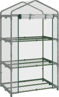 Produktbild von Gewächshaus mit Regale, winterfest Foliengewächshaus Treibhaus für Balkon 69 x 49 x 125 cm Transparent