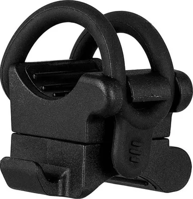A black bicycle handlebar mount with two D-rings.
