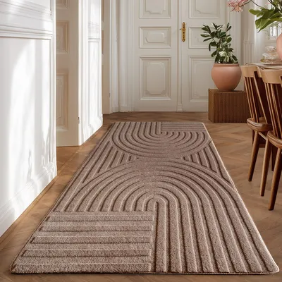 Produktbild von Homebyhome Boho Teppich Skandinavischer Kurzflor mit 3D Effekt, Waschbar Teppich für Wohnzimmer, Grösse: 80x150 cm