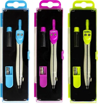 Obrázek produktu pro Kružítko kovové Spoko S0512, 11,5 cm, 1 tuha, 1 ořezávátko, mix barev
