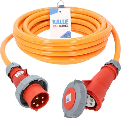 Produktbild von Kalle Verlängerungskabel CEE 400V 32A 4,0mm² Phasenwender Extreme Signal Orange Aquasafe IP67 50 Meter