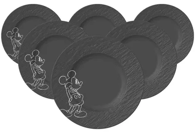 Produktbild von Villeroy & Boch Manufacture Rock - Mickey Mouse Frühstücks-/Dessertteller ø 21,7 cm 6er Set