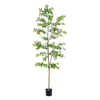 Produktbild von Künstlicher Schefflera Baum 210 cm – Kunstpflanze mit Naturstamm & Realistischen Blättern – Dekobaum für Innen – Grün