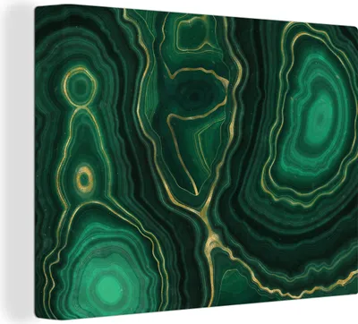 Produktbild von MuchoWow® - Leinwandbilder - Gold - Grün - Achatstein - Geode - Marmor, Wandbild, Wanddeko Bilder Wohnzimmer, 40x30 cm