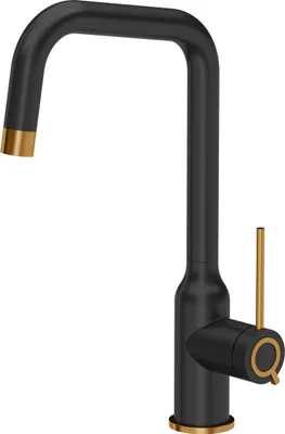 Produktbild von QUADRON Küchenarmatur NATALIE Q LINE SteelQ, Mischbatterie 360°, Armatur Küche Edelstahl, Farbe: Schwarz, Höhe: 34 cm, Wasserhahn für Küche