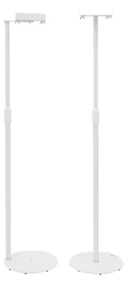 Obrázok produktu pre Držiaky na reproduktory, sada 2 kusov - univerzálny stojan - výškovo nastaviteľný (75–140 cm) - odkladacia plocha (13,5–22 cm) - nosnosť 6 kg na jeden stojan - biela kovová konštrukcia