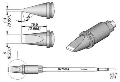 Obrázok produktu pre JBC spájkovací hrot série R470, tvar dláta, R470024/6,0 x 1,5 mm R470024