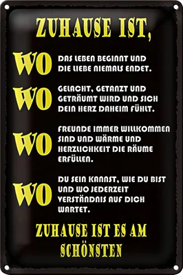 Produktbild von Blechschild Spruch 18x12cm Zuhause ist wo Leben und Liebe